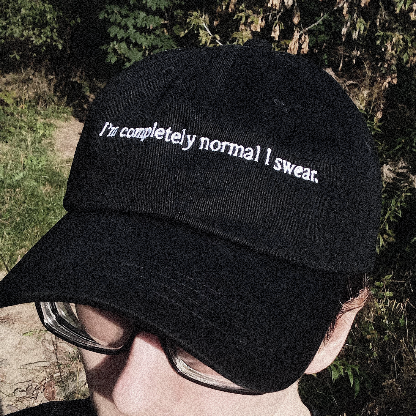 I'm Completely Normal I Swear Baseball Hat — Black